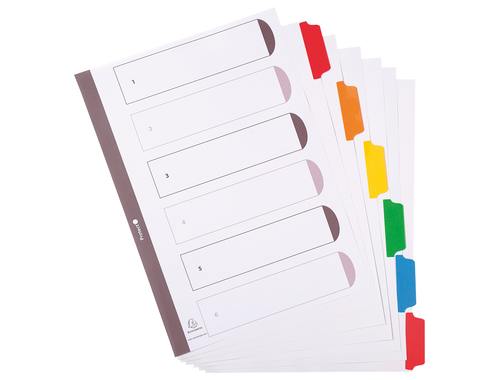 SEPARADOR EXACOMPTA CARTULINA JUEGO DE 6 SEPARADORES DIN A4 MULTITALADRO COLOR BLANCO