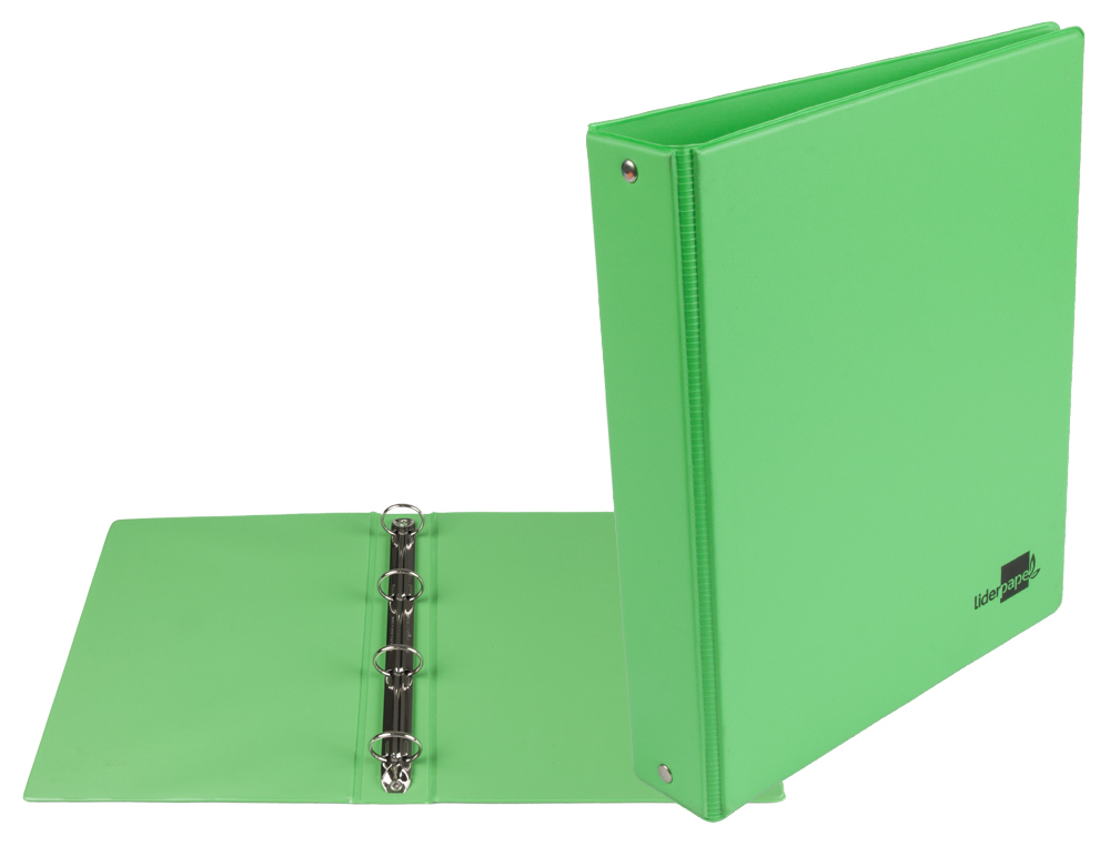 CARPETA DE 4 ANILLAS 25 MM REDONDAS LIDERPAPEL A5 CARTON FORRADO PVC VERDE