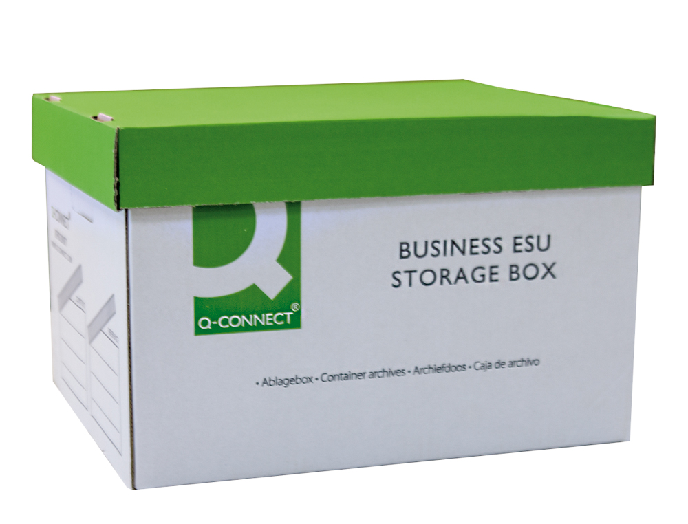 CAJON Q-CONNECT CARTON PARA 3 CAJAS ARCHIVO DEFINITIVO A4 LOMO 100 MM MONTAJE AUTOMATICOMEDIDAS INTERIOR 327X387X250MM