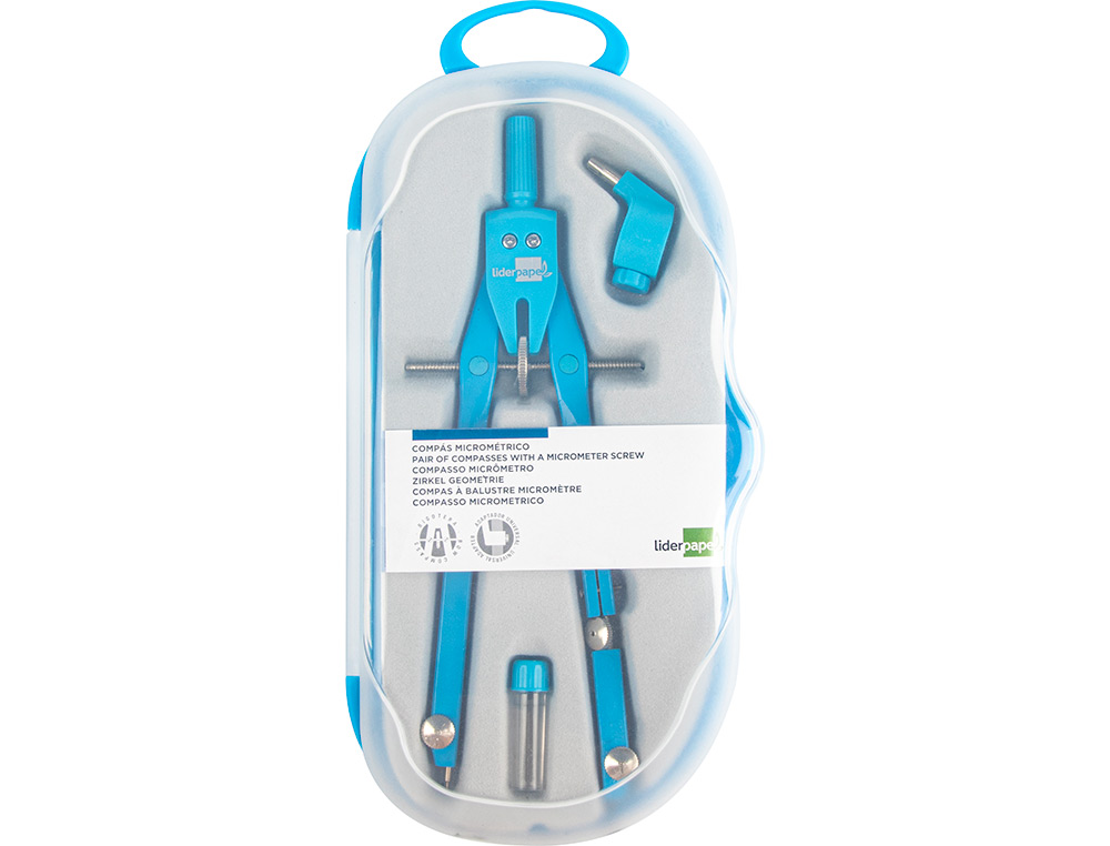 COMPAS LIDERPAPEL MICROMETRICO CON ADAPTADOR COLOR