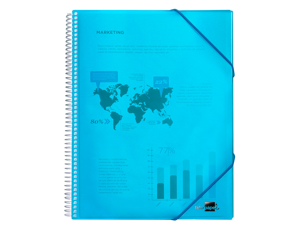 CARPETA LIDERPAPEL ESCAPARATE CON ESPIRAL 20 FUNDAS POLIPROPILENO DIN A5 AZUL
