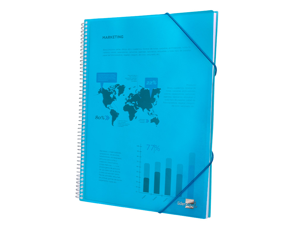 CARPETA LIDERPAPEL ESCAPARATE CON ESPIRAL 20 FUNDAS POLIPROPILENO DIN A5 AZUL