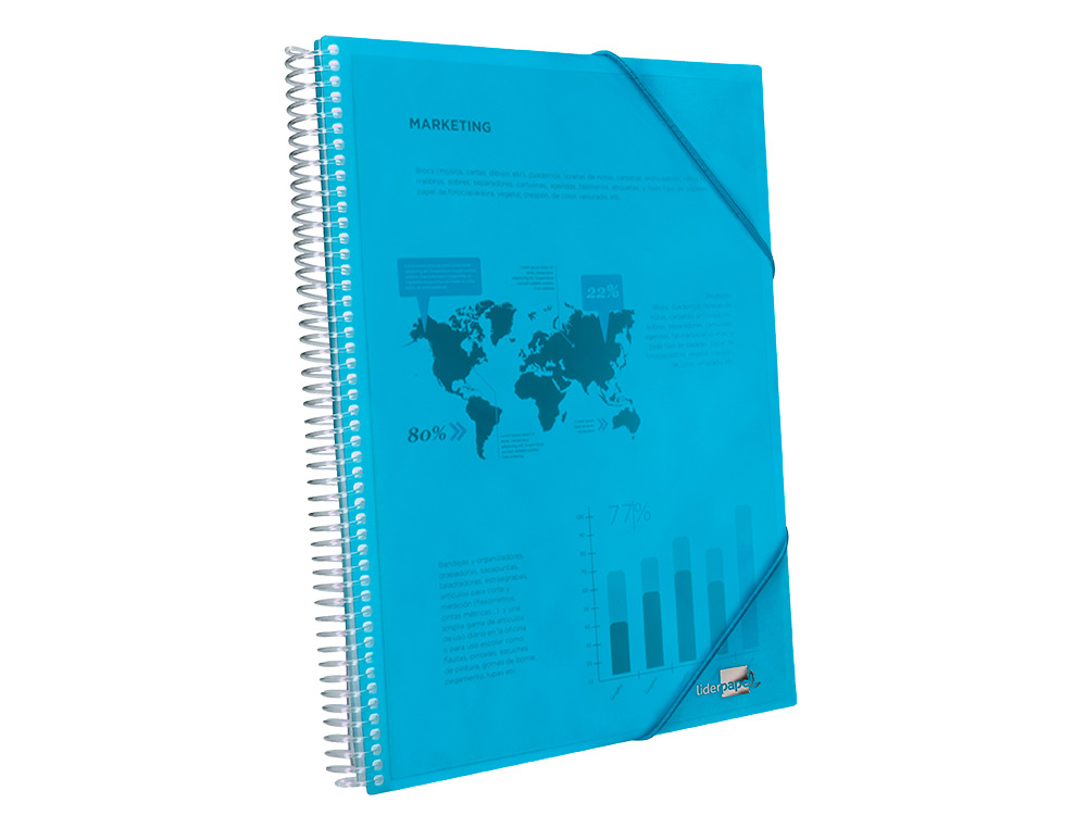 CARPETA LIDERPAPEL ESCAPARATE CON ESPIRAL 20 FUNDAS POLIPROPILENO DIN A5 AZUL