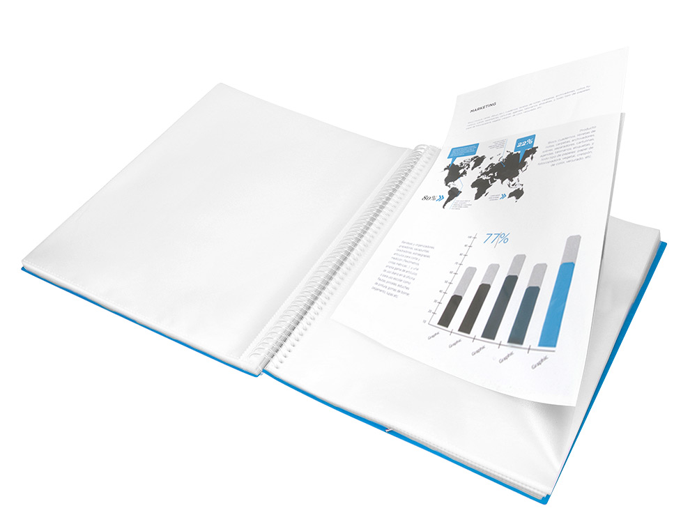 CARPETA LIDERPAPEL ESCAPARATE CON ESPIRAL 20 FUNDAS POLIPROPILENO DIN A5 AZUL