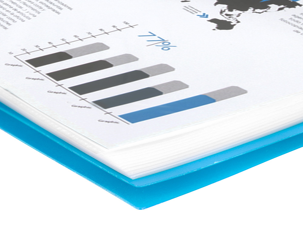 CARPETA LIDERPAPEL ESCAPARATE CON ESPIRAL 20 FUNDAS POLIPROPILENO DIN A5 AZUL