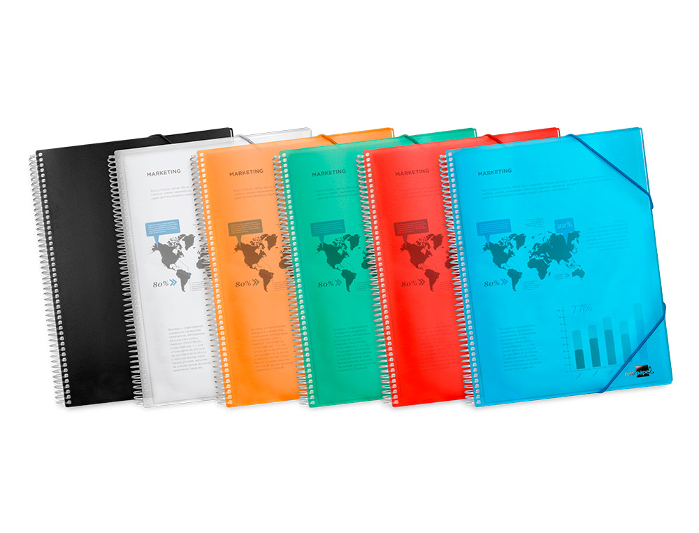 CARPETA LIDERPAPEL ESCAPARATE CON ESPIRAL 20 FUNDAS POLIPROPILENO DIN A5 AZUL