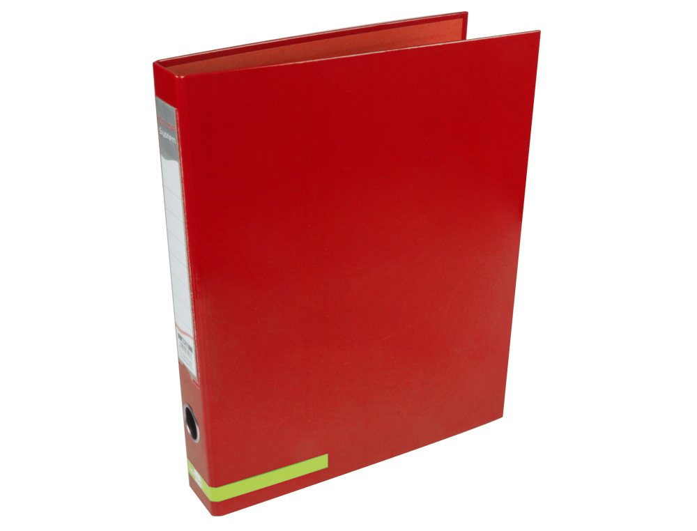 CARPETA DE 2 ANILLAS 25 MM MIXTAS LIDERPAPEL A4 FORRADO COLOR SYSTEM CON OLLAO Y TARJETERO ROJO