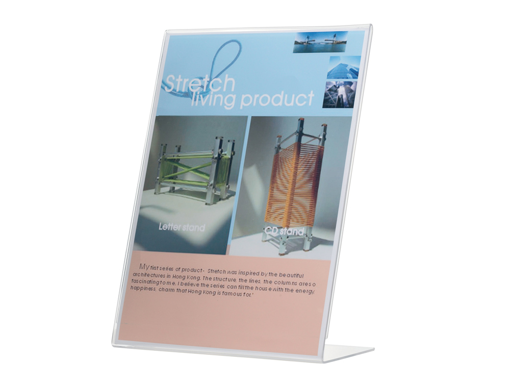 EXPOSITOR SOBREMESA Q-CONNECT CON FORMA DE L METACRILATO 150X213 MM