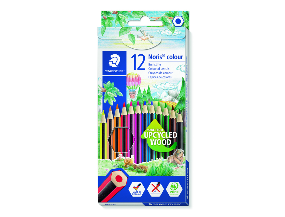 LAPICES DE COLORES STAEDTLER UPCYCLED WOOD ECOLOGICO 12 COLORES EN CAJA DE CARTON