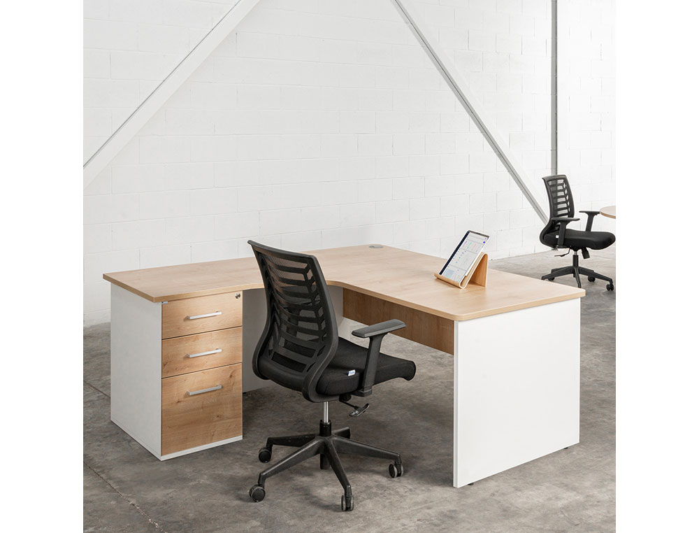 MESA ROCADA SERIE WORK 160X120 CM DERECHA ACABADO AA01 HAYA/HAYA