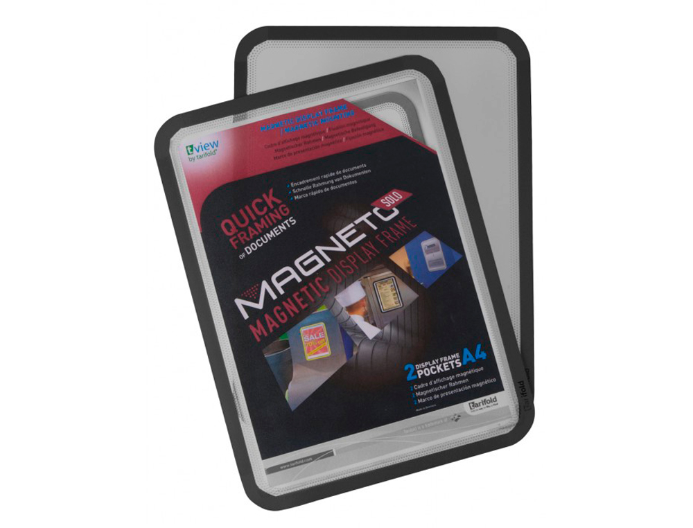MARCO PORTA ANUNCIOS TARIFOLD MAGNETO DIN A3 CON 4 BANDAS MAGNETICAS EN EL DORSO COLOR NEGRO PACK DE 2 UNIDADES