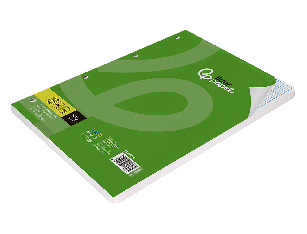 RECAMBIO LIDERPAPEL A4 100 HOJAS 100GR RAYADO N 46 4 TALADROS