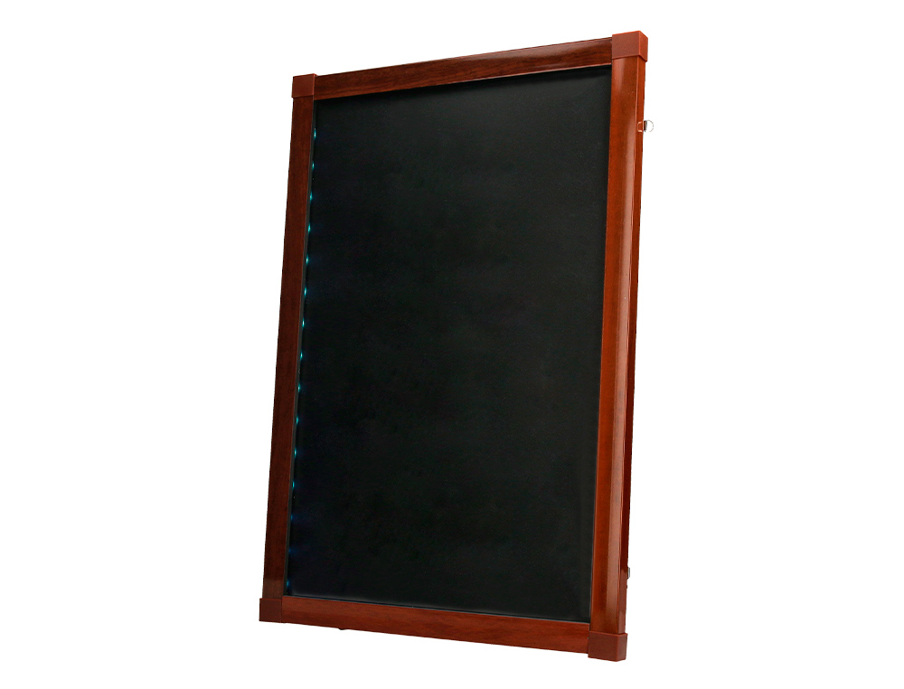 PIZARRA CRISTAL LIDERPAPEL CON LED EN CABALLETE DE MADERA PARA ROTULADORES TIPO TIZA 50X90CM