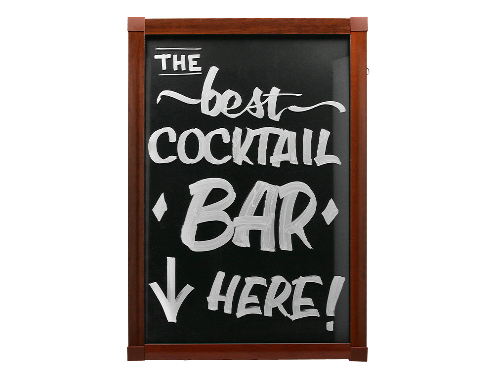 PIZARRA CRISTAL LIDERPAPEL CON LED EN CABALLETE DE MADERA PARA ROTULADORES TIPO TIZA 50X90CM