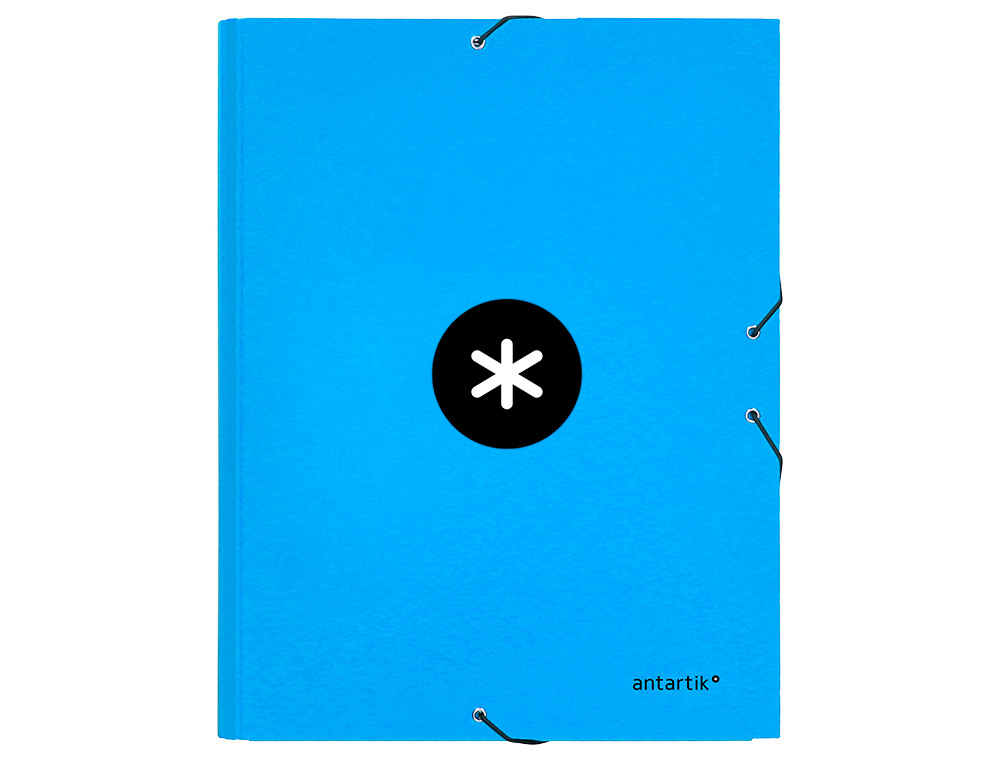CARPETA ANTARTIK GOMAS TRES SOLAPAS CARTON FORRADO A4 COLOR AZUL