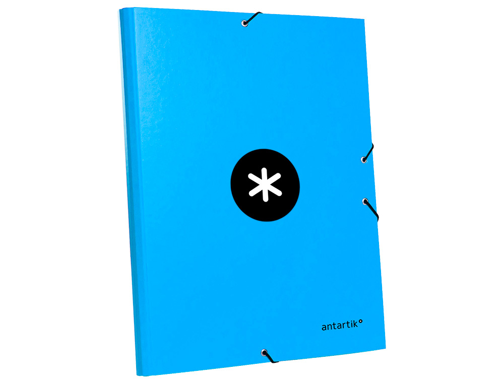 CARPETA ANTARTIK GOMAS TRES SOLAPAS CARTON FORRADO A4 COLOR AZUL