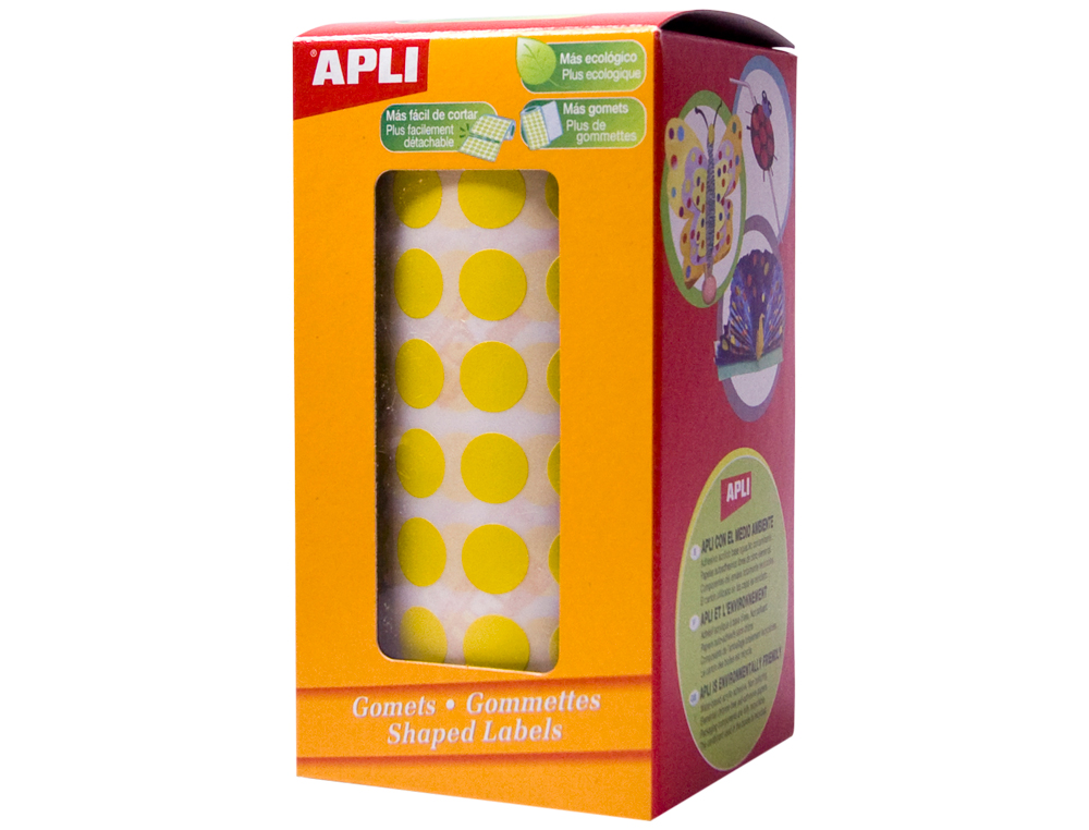 GOMETS AUTOADHESIVOS CIRCULARES 20 MM AMARILLO ROLLO DE 1770 UNIDADES