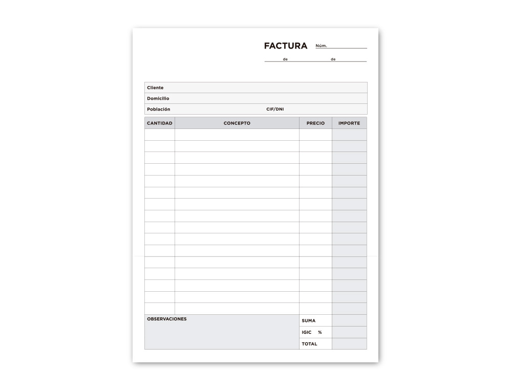 TALONARIO LIDERPAPEL FACTURAS CUARTO ORIGINAL T116 CON I.G.I.C.