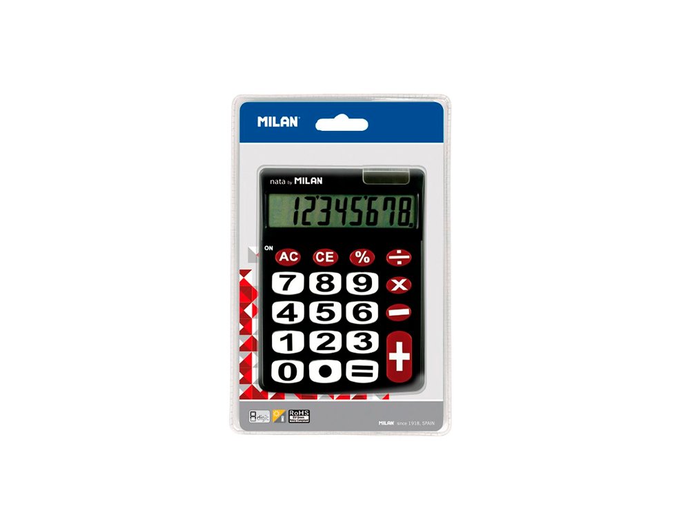 CALCULADORA SOBREMESA 8 DIGITOS MILAN NEGRO