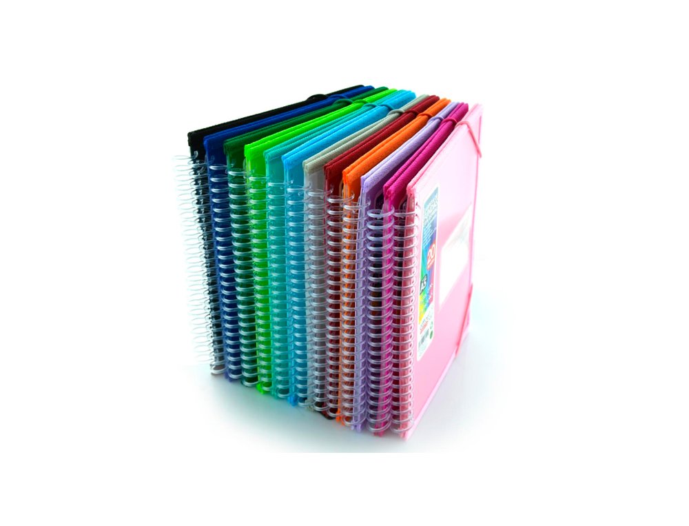 CARPETA FUNDA ESPIRAL DINA5 20 FUNDAS OFFECE BOX COLORES SURTIDOS