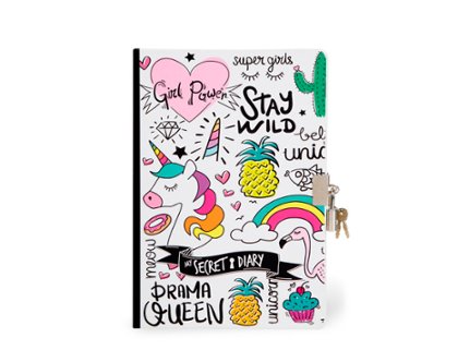 DIARIO SECRETO CON CANDADO UNICORNIO JUGGLING
