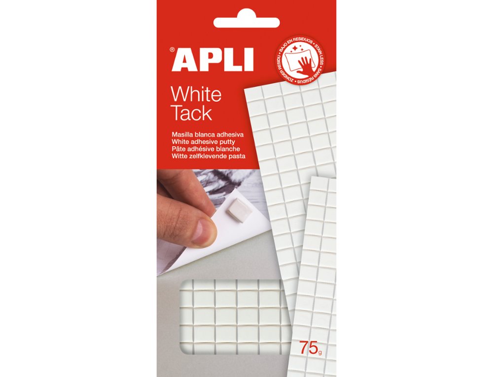 PEGAMENTO BLU-TACK BLANCO CUARTEADO BLANCO 80 Pastillas APLI