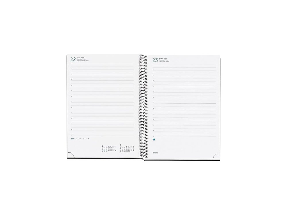 AGENDA ANUAL ESPIRAL 155X213 MM DIA PAGINA BASIC PLUS TAPA CARTON MIQUELRIUS CALM ROSA