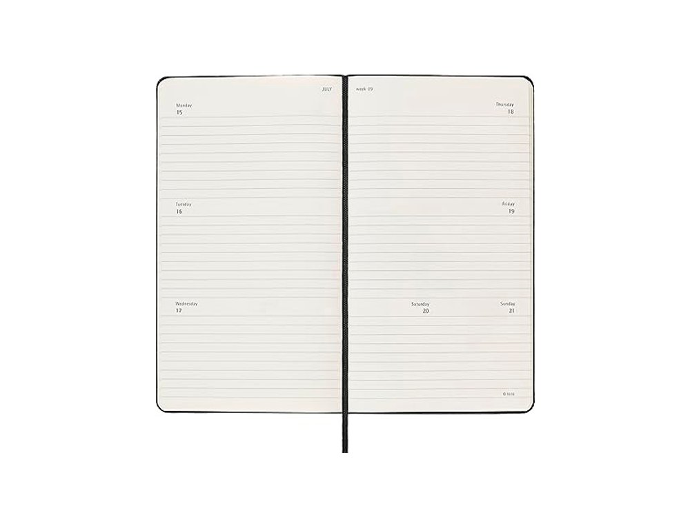 AGENDA MOLESKINE HORIZONTAL Semana Vista 12 MESES TAPA DURA NEGRA