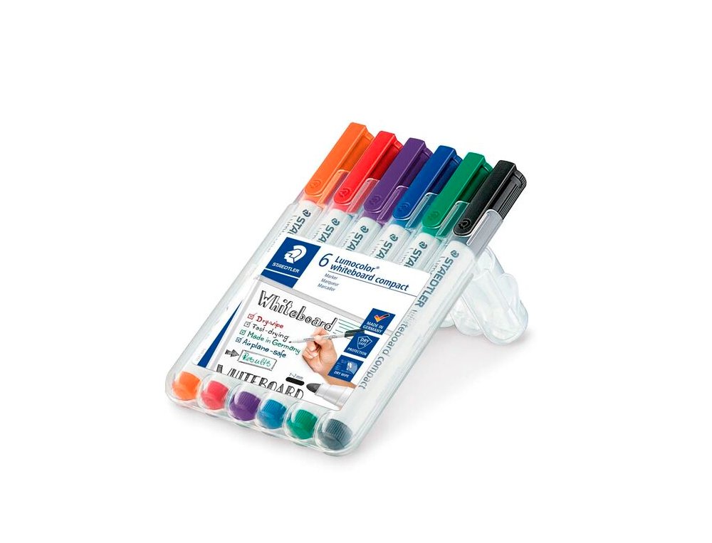 ROTULADOR PIZARRA STAEDTLER 341 COMPACT PACK 6 COLORES SURTIDOS
