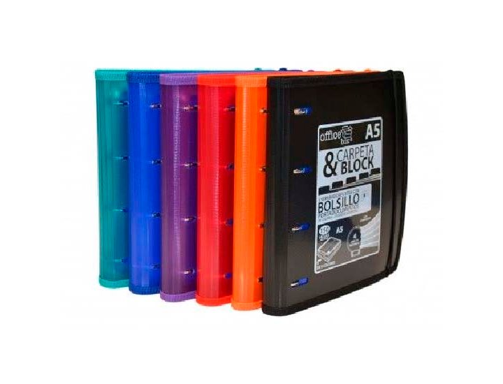 CARPEBLOCK 4 ANILLAS SUPRA DIN A5 150 Hojas 90 Gramos +SEPARADORES EXT OFFICE BOX COLORES SURTIDOS