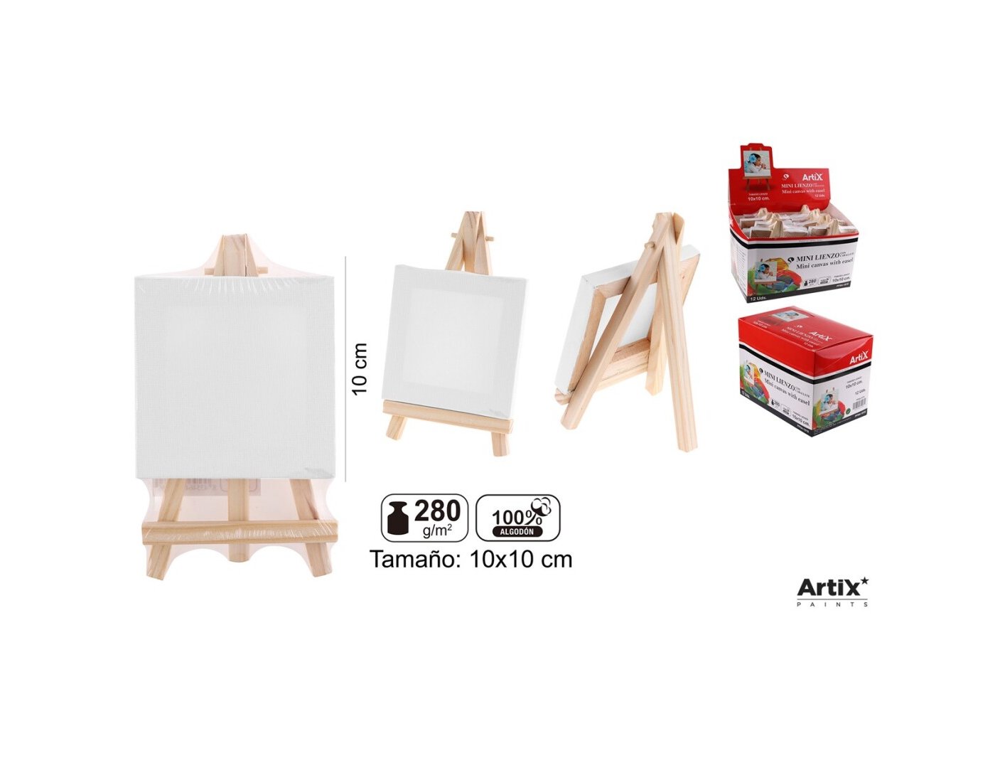 MINICABALLETE CON BASTIDOR CON TELA 280 Gramos 100% ALGODON 10X10Cm ARTIX