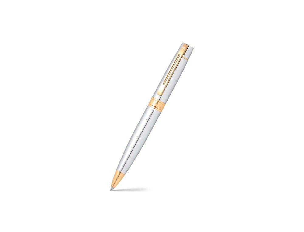 BOLIGRAFO SHEAFFER SERIE 300 CROMADO Y DORADO + RELOJ PISA PAPELES