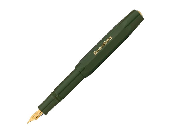 PLUMA KAWECO SPORT VERDE OLIVA CON CLIP DORADO