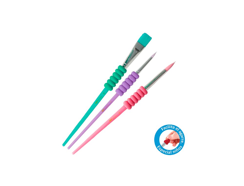 PINCEL MP FACIL AGARRE COLORES PASTEL PACK 3 Unidades