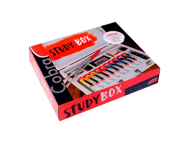 OLEO COBRA ART SIN OLOR AL AGUA 40 ML STUDY TALENS CAJA 10 COLORES 40ml + ACCESORIOS