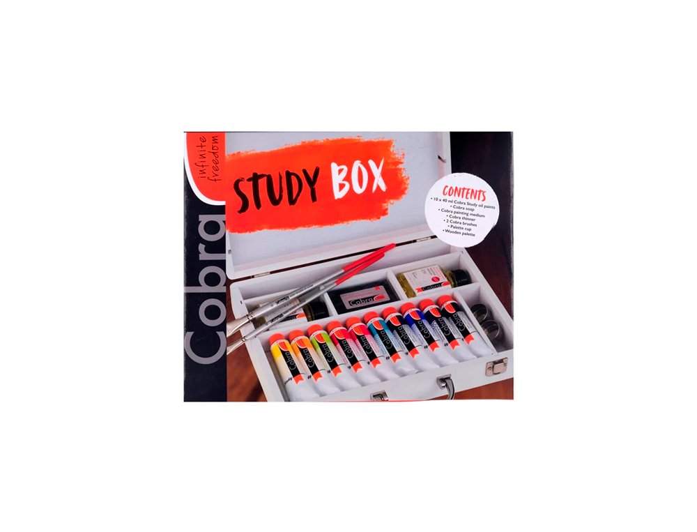 OLEO COBRA ART SIN OLOR AL AGUA 40 ML STUDY TALENS CAJA 10 COLORES 40ml + ACCESORIOS