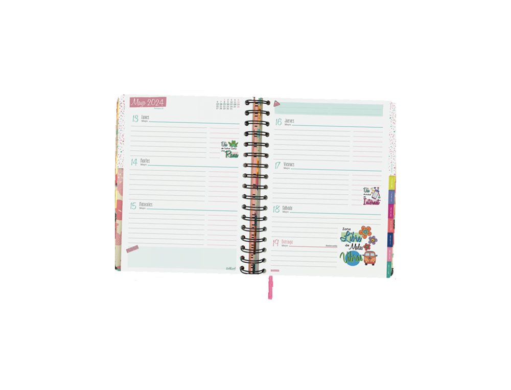 AGENDA ANUAL ESPIRAL 155X215 MM Semana Vista FINOCAM TALKUAL FLOR