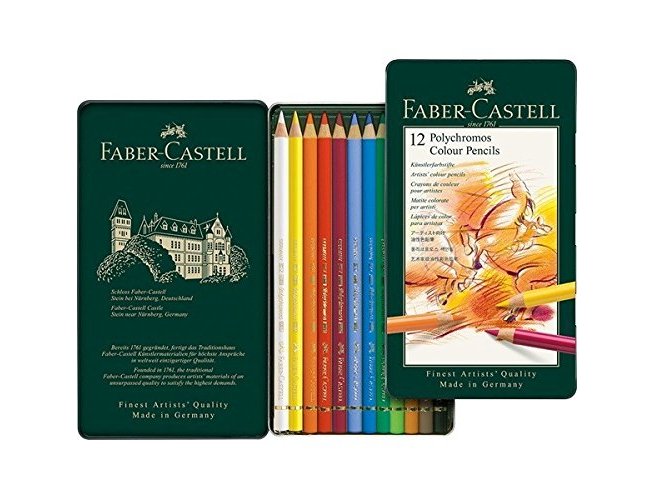 LAPIZ FABER CASTELL POLYCHROMOS  12 COLORES CAJA METAL