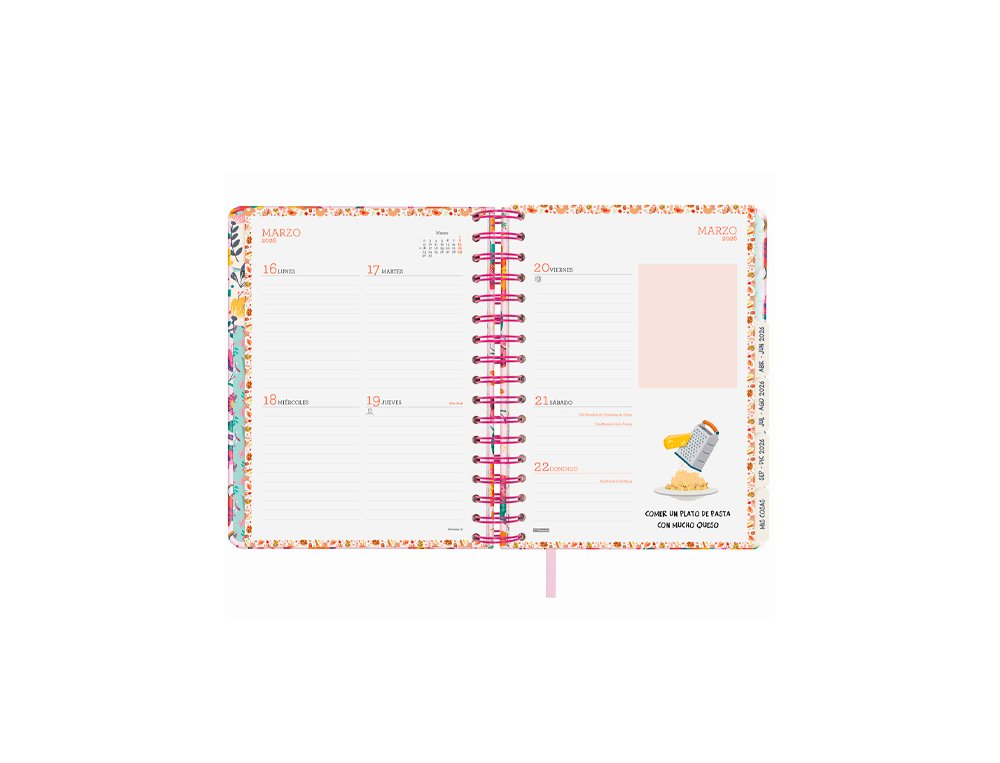 AGENDA 16 MESES ESPIRAL 155X217 MM Semana Vista FINOCAM VITAE ROSA