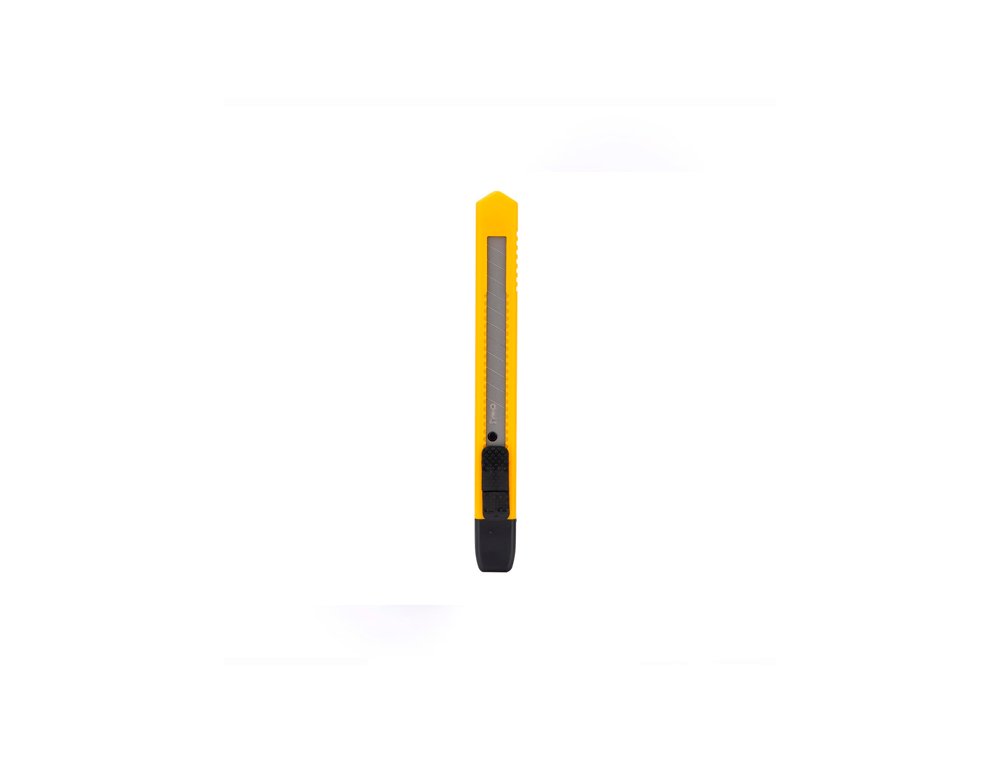 CORTADOR CUTTER PLASTICO ESTRECHO 9MM Con clip Sujecion 135mm Amarillo Govez