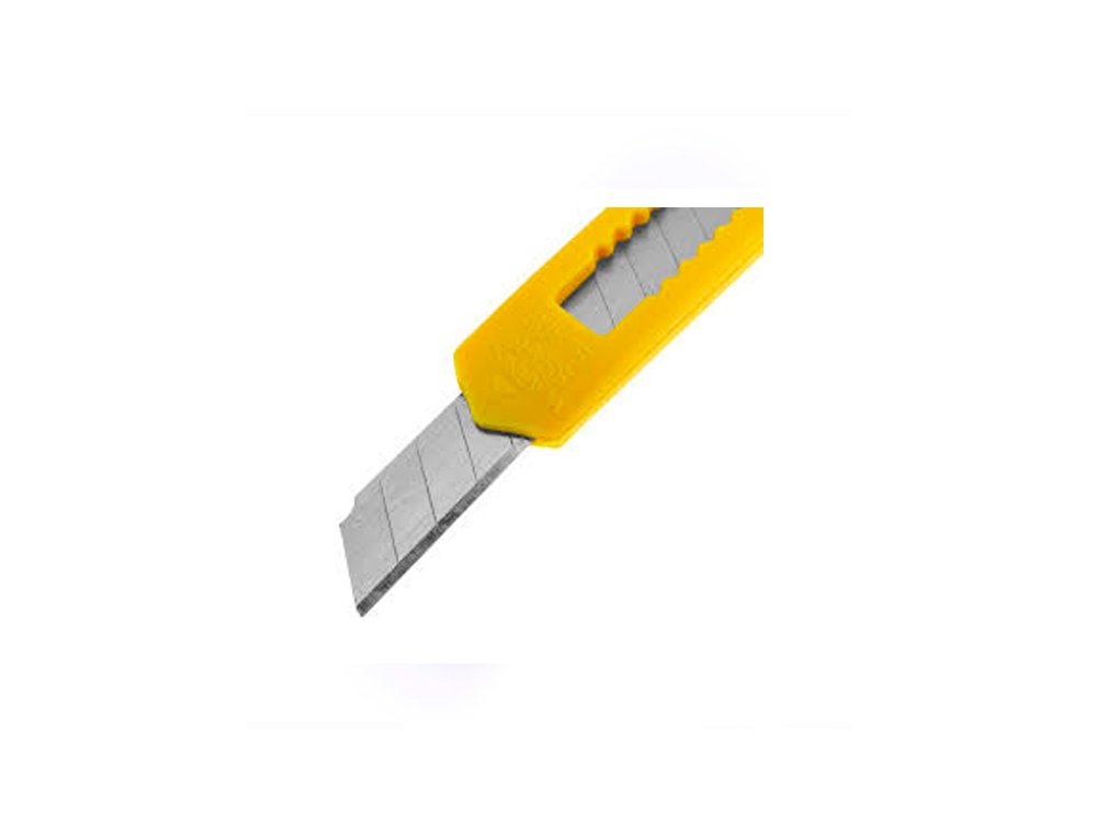 CORTADOR CUTTER PLASTICO ESTRECHO 9MM Con clip Sujecion 135mm Amarillo Govez