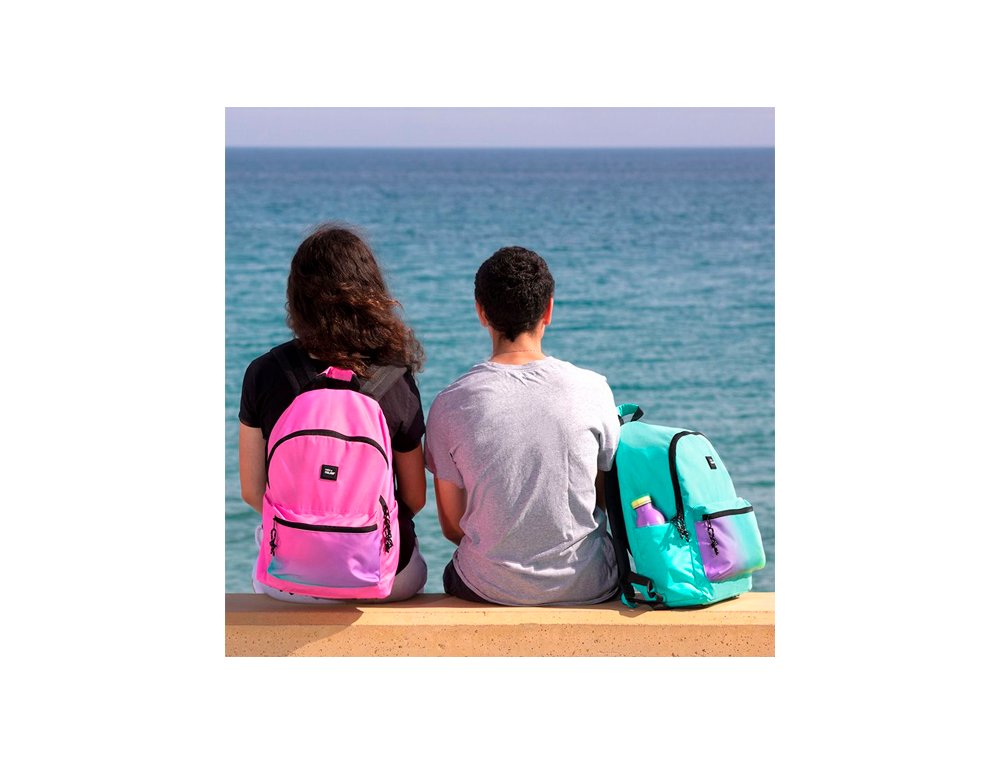 MOCHILA ESCOLAR 2 CREMALLERAS 22 LITROS SUNSET ROSA