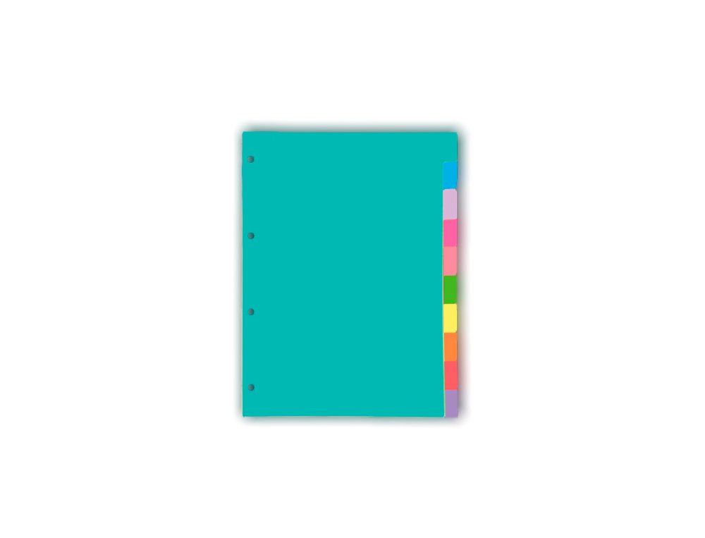 SEPARADORES 10 PESTAÑAS DE COLORES DINA4 CARTULINA 200 Gramos OXFORD