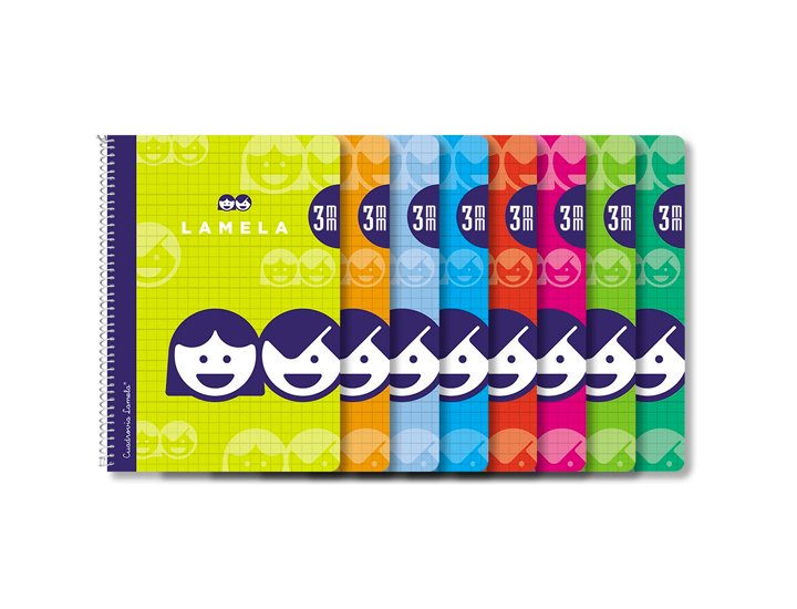 BLOC ESPIRAL LAMELA CUARTO TAPA CARTON 40 Hojas 70 Gramos CUADRO 3.00 MM Colores Surtidos