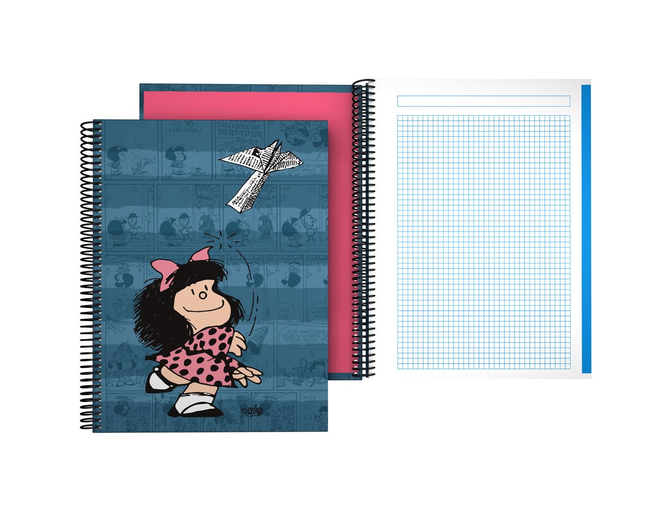 BLOC ESPIRAL DINA6 100 Hojas 70 Gramos CUADRO MAFALDA AVION