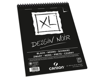 BLOC DE DIBUJO ESPIRAL ESBOZO 297X420 MM 150 Gramos 40 Hojas HOJAS NEGRAS CANSON DESSIN NOIR XL