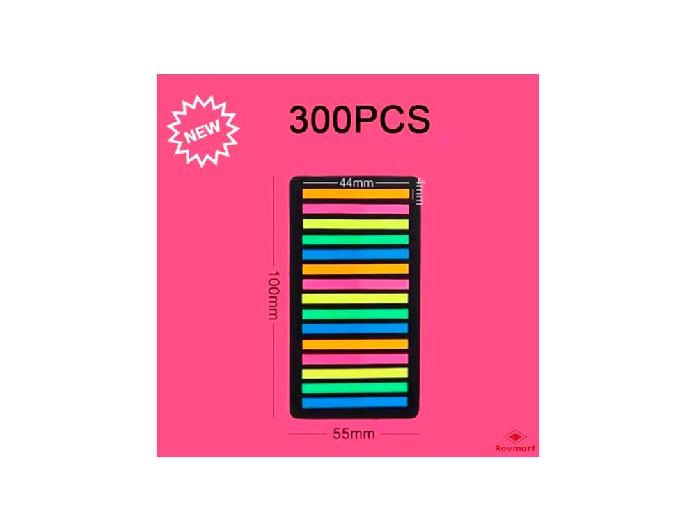 BLOC ADHESIVO TRANSPARENTE TIRAS DE COLORES PACK 300 TIRAS