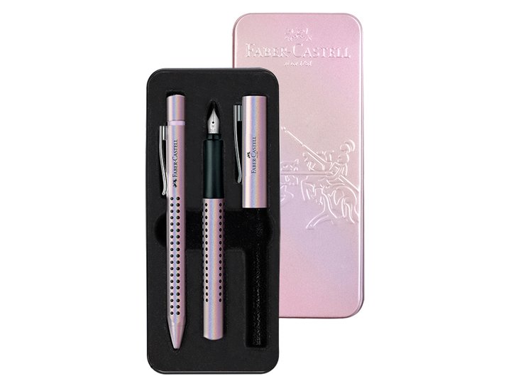 JUEGO ESCRITURA FABER CASTELL GRIP PLUMA + BOLIGRAFO GLAM ROSA