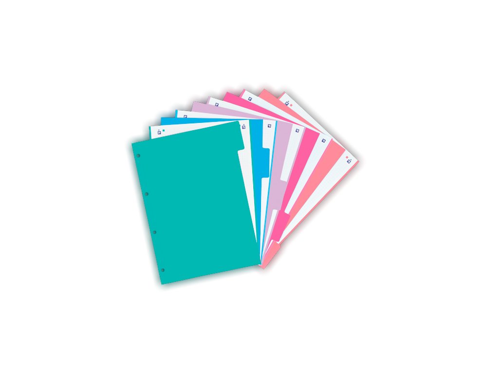 SEPARADORES 5 PESTAÑAS DE COLORES DINA4 CARTULINA 200 Gramos OXFORD