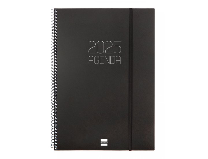 AGENDA ANUAL ESPIRAL 210X297 MM Semana Vista FINOCAM RECICLADA OPAQUE NEGRA